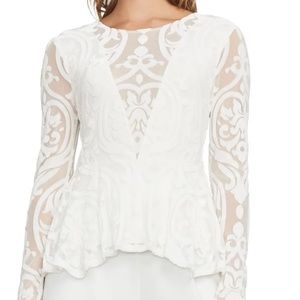 Bcbg Maxazria baroque burnout style peplum top semi sheer details gently used